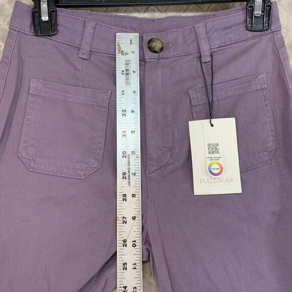 Pull & Bear Womens Small Denim Jeans Lavender Purple Straight Ankle Mid Rise - Picture 11 of 15